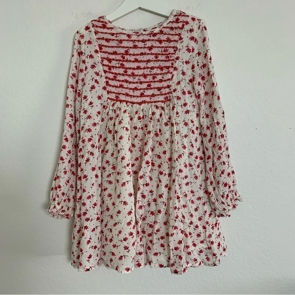 Peek Dress Girl’s Size 8 Leaves Metallic Threads boho Long Sleeve